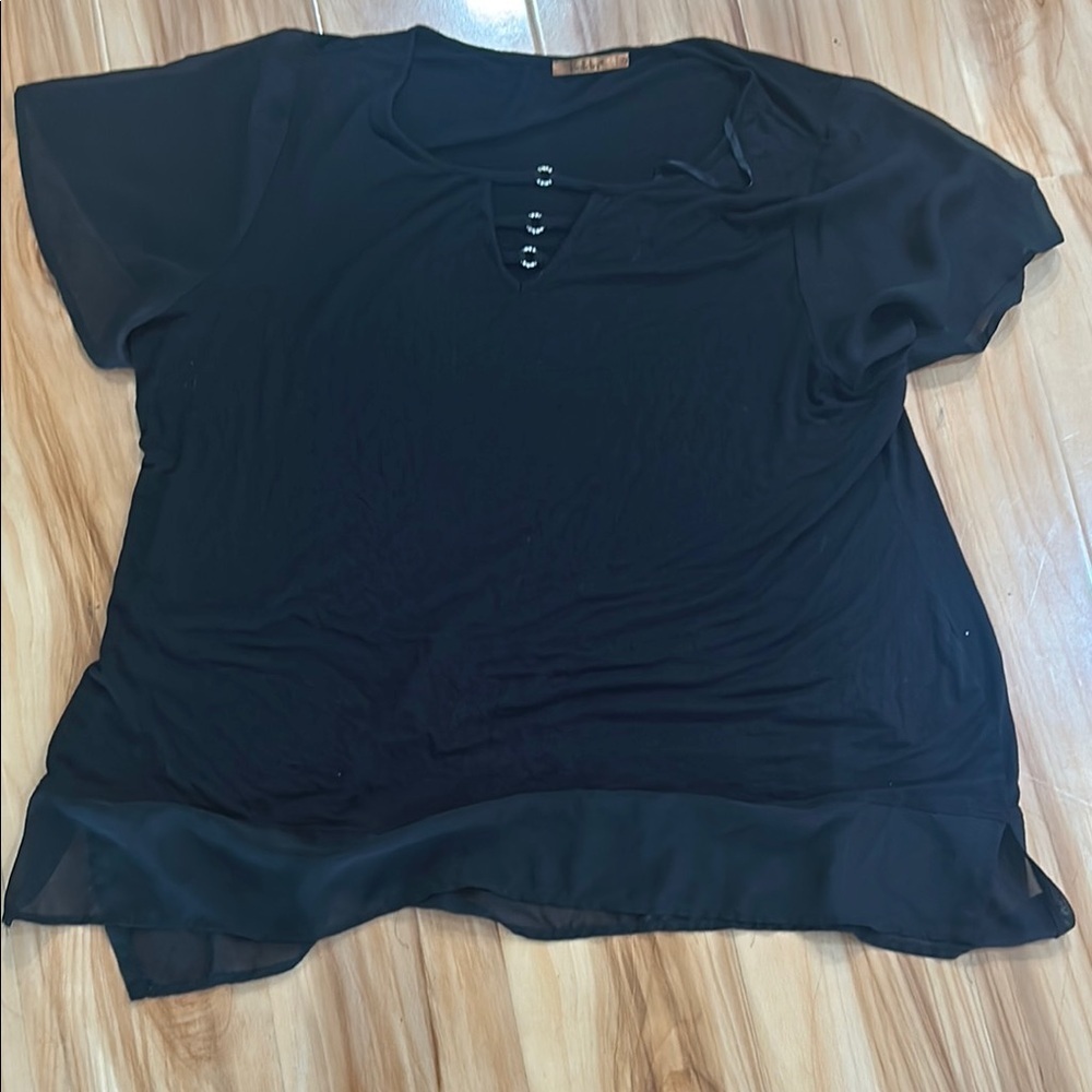 Belldini Black Boxy Polo Blouse